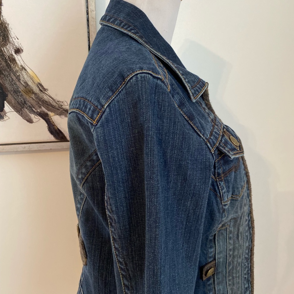 CAbi Jean Jacket with Fringe Trim Size S Style 620 - Picture 6 of 9